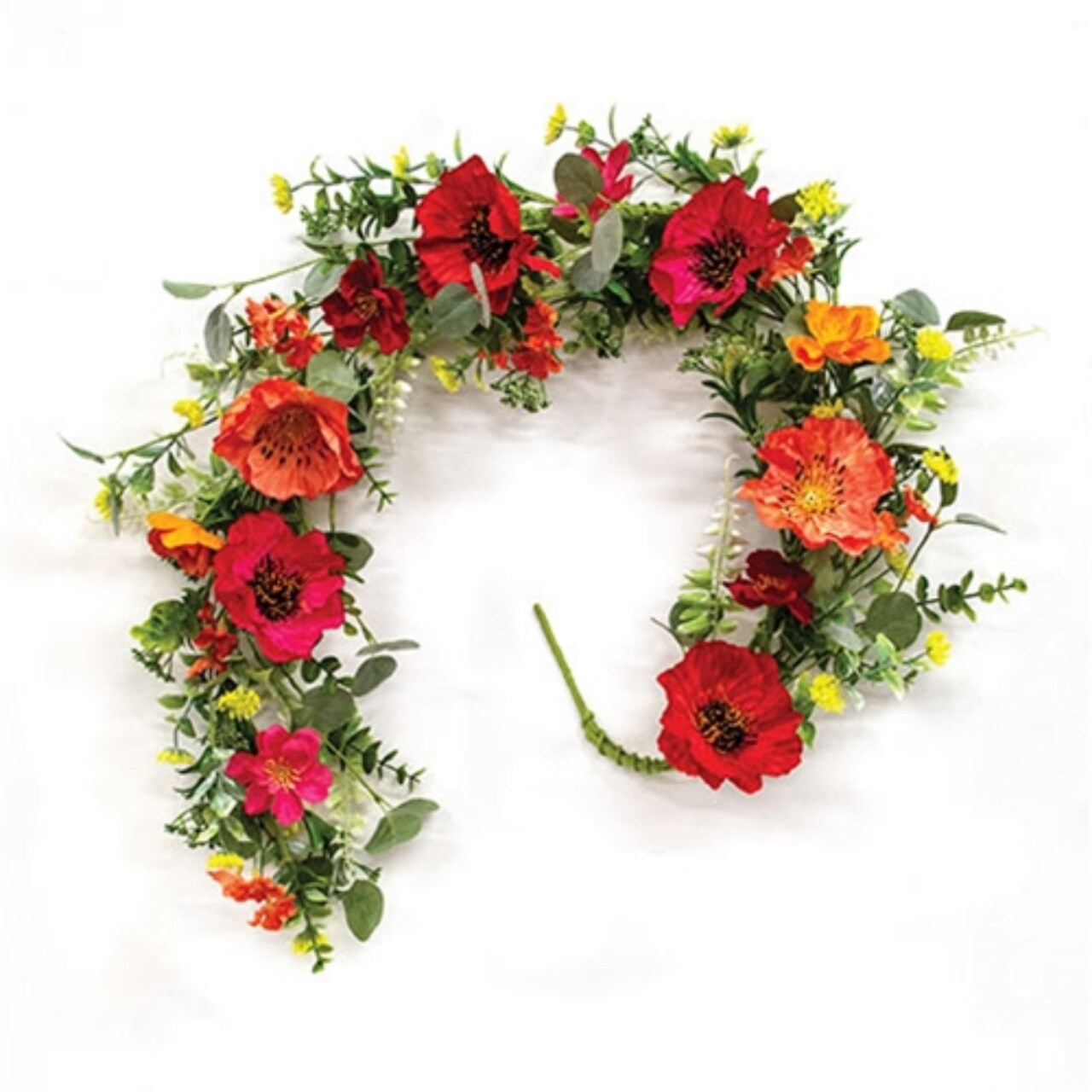 Sunset Poppy Floral Garland 48 Inch Spring Summer Mantle Doorway Decor